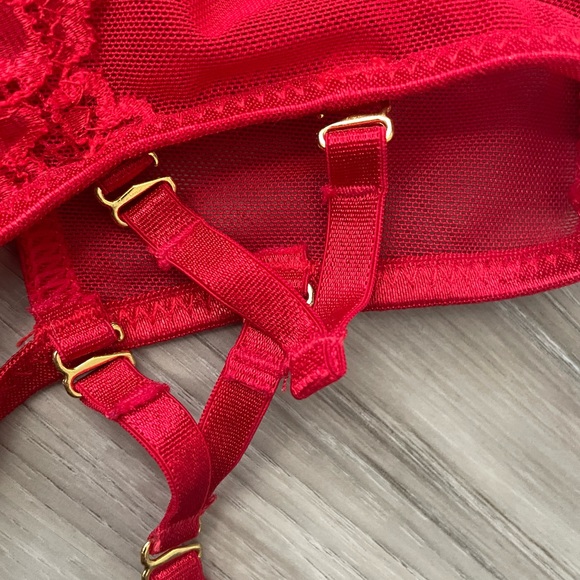 Frederick's of Hollywood Red Lace Corset Set with matching panties Medium - Picture 6 of 14